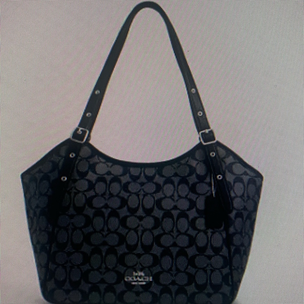 Coach Meadow Shoulder Bag In Navy Blue Signature Canvas